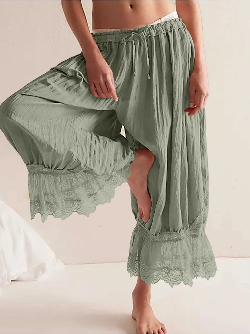 Free People Intimately Forever Young Bloomer Pants  Celadon Green size Small